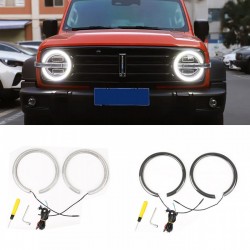 2PCS Car Front Headlight Cover With LED Light For Great Wall GWM WEY TANK 300 2021-2024